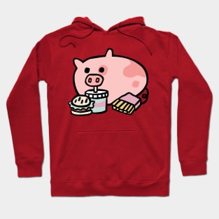 Cute Cartoon Piggy Munching Fast Food Hoodie